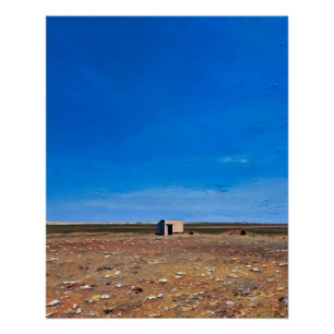 Pôster Solitário a bordo na paisagem do deserto largo