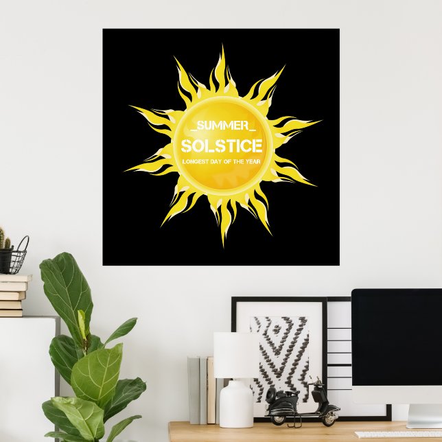 Poster Solstício do verão negro o dia mais longo do ano (Escritório em casa)