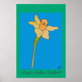 Poster Solteiro Amarelo Daffodil Azul e Verde