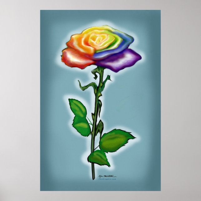 Poster Solteiro Arco-Íris Rosa (Frente)