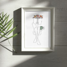 Solteiro Line Art of a Bookie Girl Read