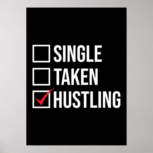 Poster Solteiro vs. HUSTLING, Gym, Hustle, Sucesso (Frente)