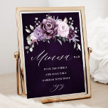 Poster Sombras do Bar Mimosa de Chá de panela Roxo Dusty<br><div class="desc">Um bar elegante e moderno de cor floral mimosa de meio-verão apresenta um buquê de seres rosas de cor d'água em tons de ameixa roxa, rosa poeirento, rosa poeirento, mauve, sábio com folhas botânicas verdes e eucalipto. Por favor, encontre mais designs e variações na minha loja de "blisswedingpaperie". E fique...</div>