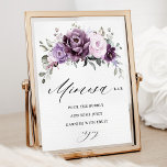 Poster Sombras do Bar Mimosa de Chá de panela Roxo Dusty<br><div class="desc">Um bar elegante e moderno de cor floral mimosa de meio-verão apresenta um buquê de seres rosas de cor d'água em tons de ameixa roxa, rosa poeirento, rosa poeirento, mauve, sábio com folhas botânicas verdes e eucalipto. Por favor, encontre mais designs e variações na minha loja de "blisswedingpaperie". E fique...</div>