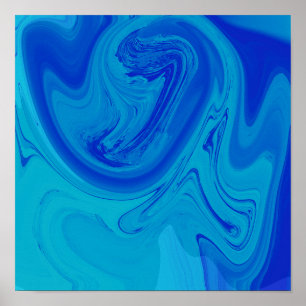 Poster Sombras Elegantes De Abstrato De Arte Líquida Azul