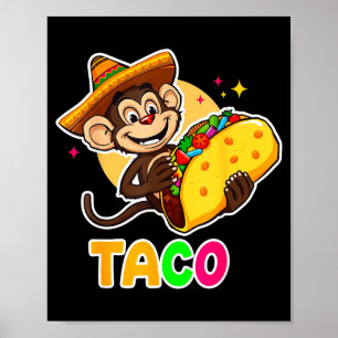 Poster sombrero de macaco mexicano taco el squatcho diver