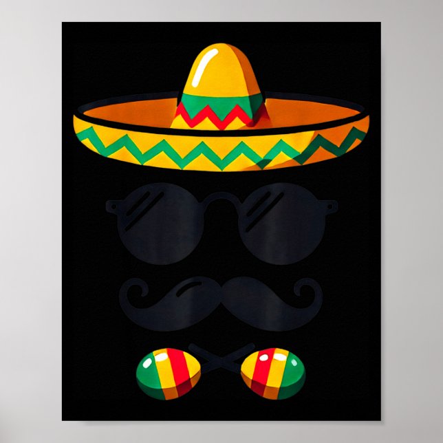 Poster Sombrero Face Cinco De Mayo Bigode Festa De Homens (Frente)
