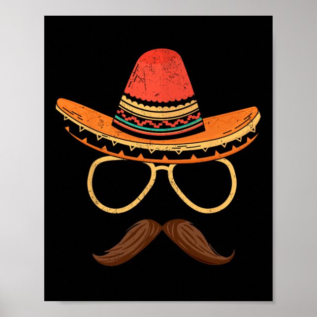 Poster Sombrero Face Cinco De Mayo Partido Fiesta Mexican (Frente)