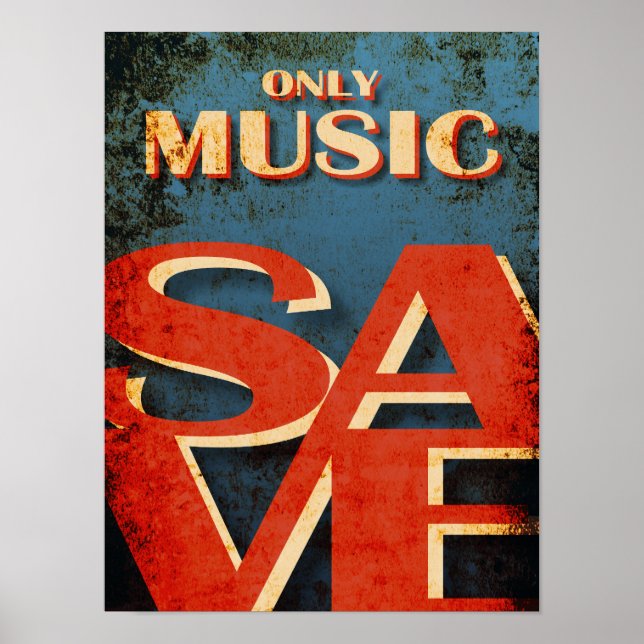 Poster Somente Música Salvar Vintage (Frente)