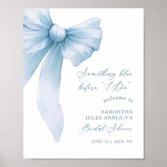 Poster Something Blue Blue Bow Bridal Shower Welcome Sign (Frente)
