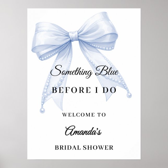 Poster Something blue bow Bridal Shower welcome (Frente)