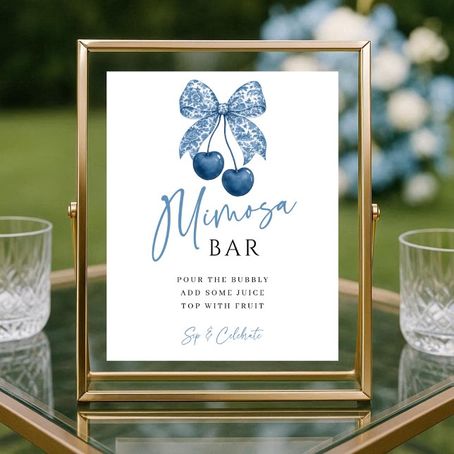 Poster Something Blue Bridal Shower Mimosa Bar Sign (Criador carregado)