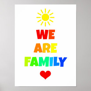 Pôster Somos a família Rainbow Sunshine Adotion Design