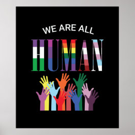 Poster Somos Todos Mãos Coloridas Humanas