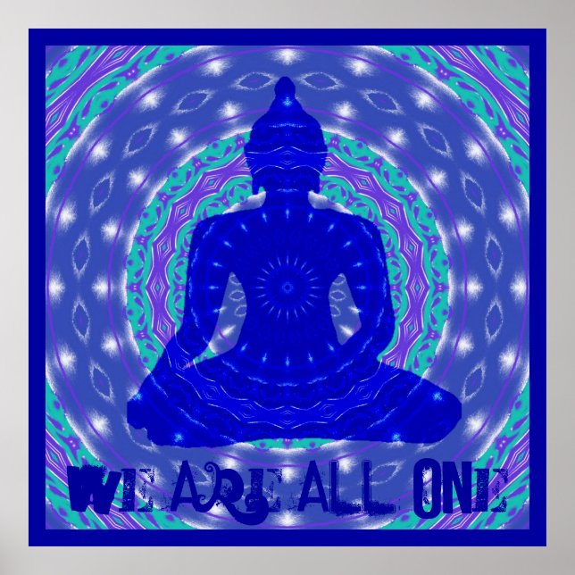 Poster Somos Todos Um Buda Azul, Budista Mandala Art (Frente)
