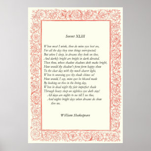 Pôster Soneto # 43 por William Shakespeare