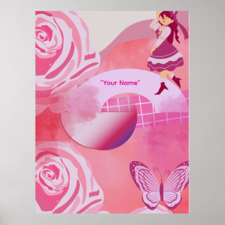 Poster Sonhadora de Fantasia Rosa