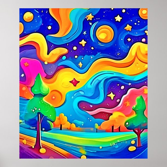 Poster Sonhadora Noite: Paisagem Estelar (Frente)
