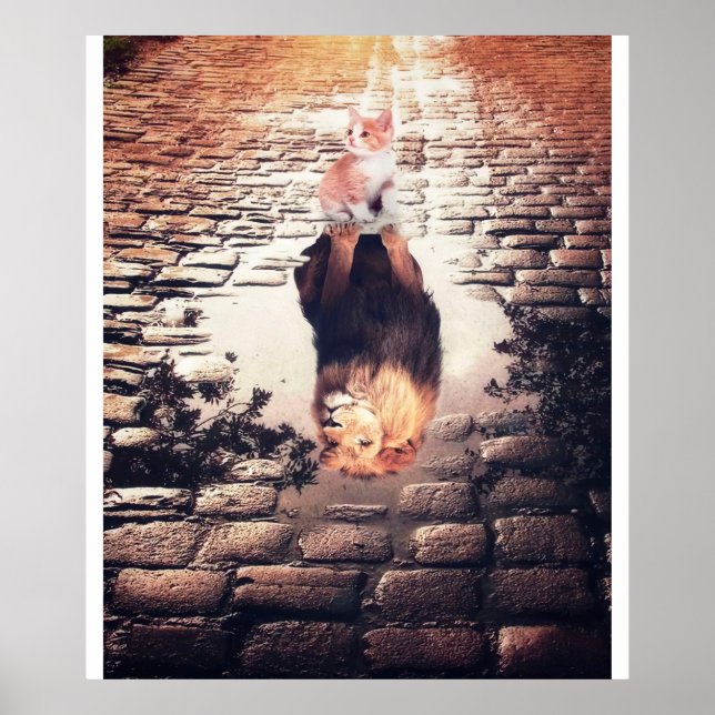 Poster Sonhando Com Leão De Gato, Presente De Gato Engraç (Frente)