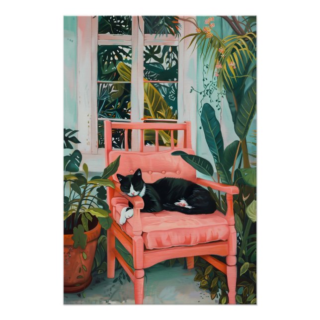 Pôster Sonhando Gato em Paraíso Rosa (Frente)