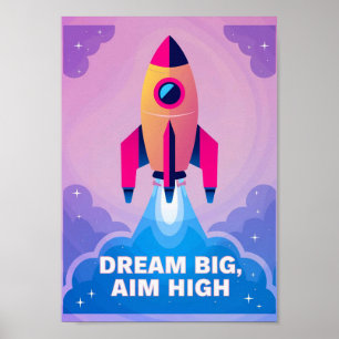 Poster Sonhe Grande, Mire Alto Arte Motivacional para Par