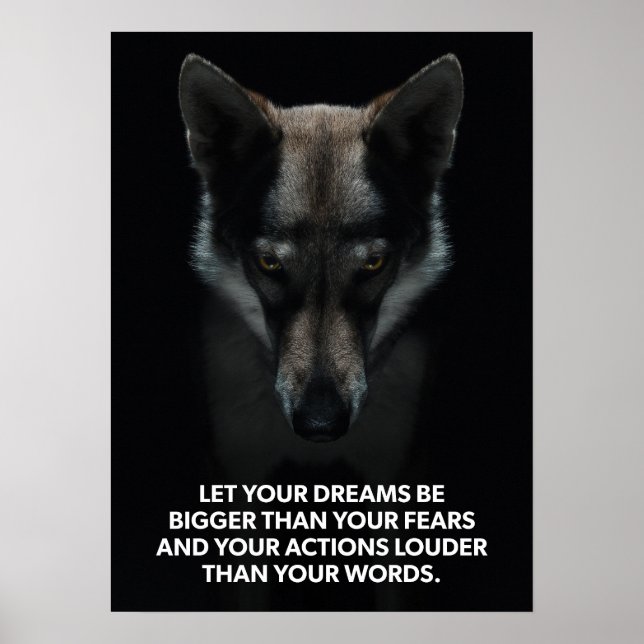 Poster Sonhe Maior Que Seus Medos - Motivação Lobo (Frente)