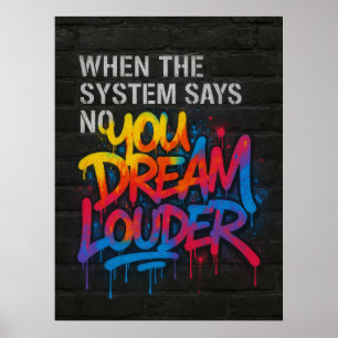 Poster Sonhe Mais Alto, Cartaz de Motivação Estilo Grafit