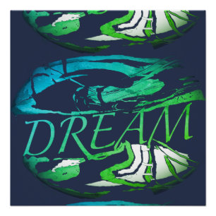 Pôster "Sonho" Aqua Light Green Inspirational Abstrato