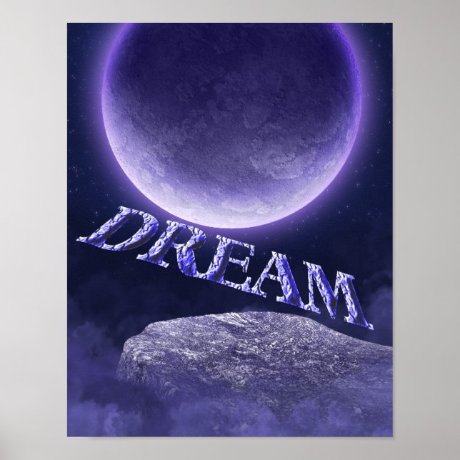 Poster Sonho Azul Lua Fantasia Inspiração (Frente)