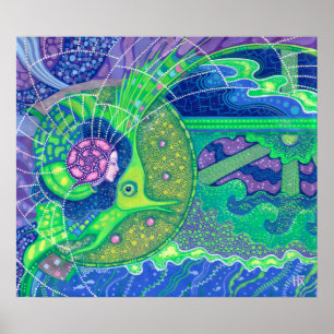 Poster Sonho com a fantasia da sereia do surrealismo da l