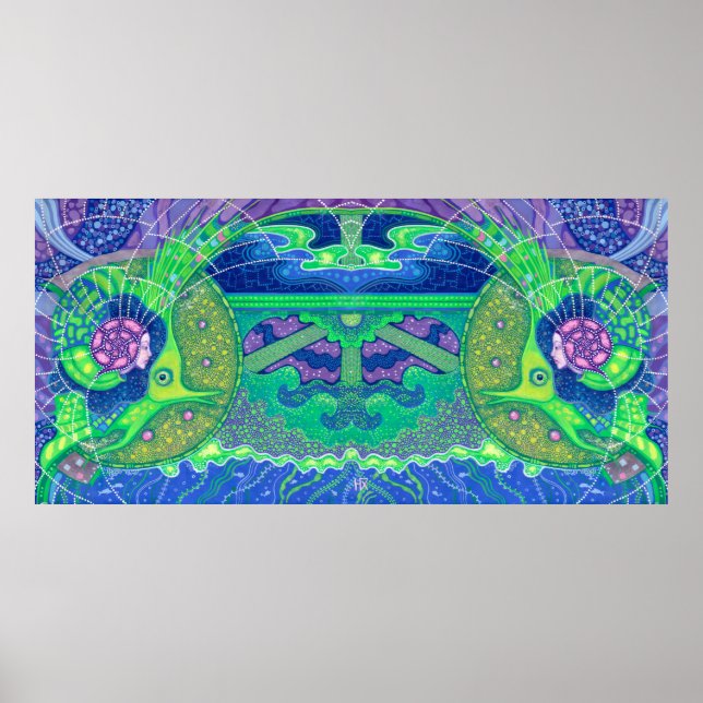 Pôster Sonho da fantasia da sereia de arte surreal da lua (Frente)