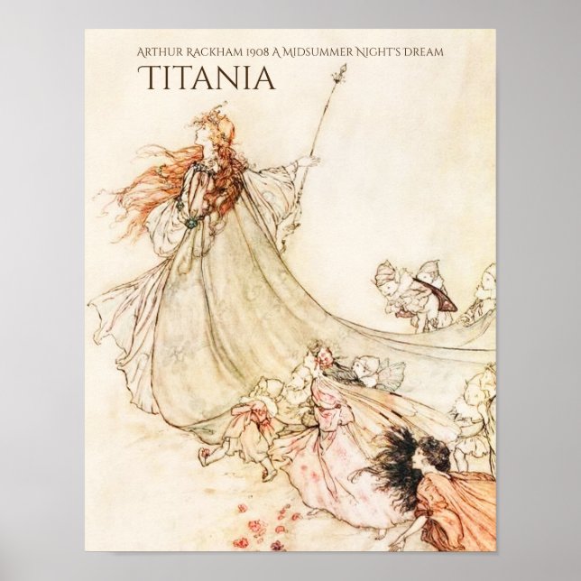 Poster Sonho da Noite de Verão Titania Arthur Rackham (Frente)