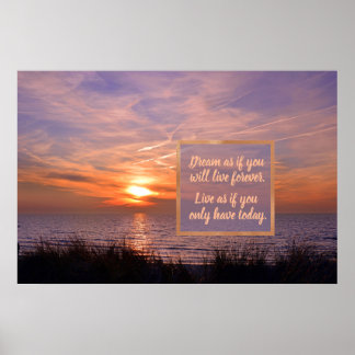 Poster Sonho de citação de praia de Sunset ouro, Só Hoje,
