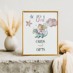 Poster Sonho de Conto de Fadas Dragão Rosa Chuvinha de Bê