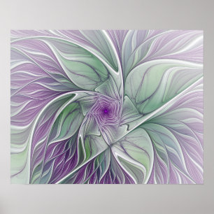 Pôster Sonho De Flor, Arte Fractal Verde Abstrato
