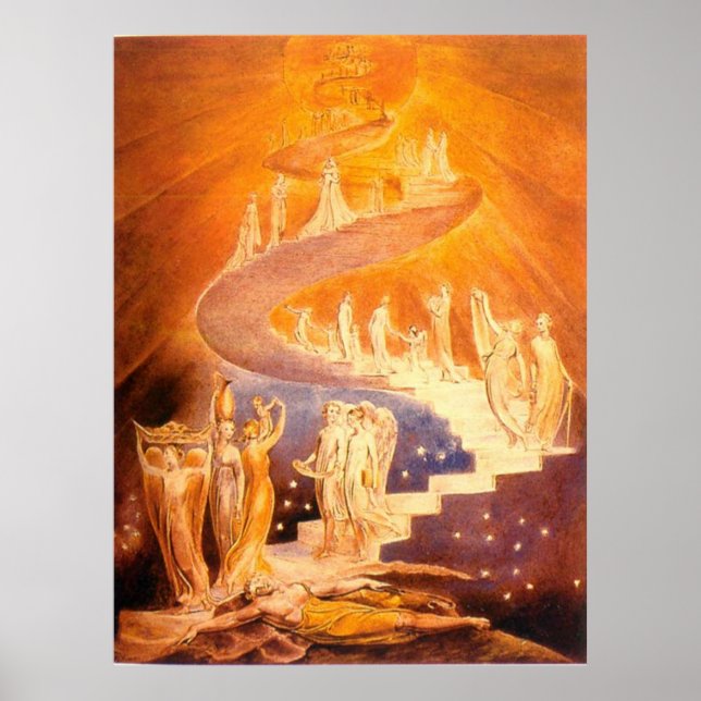 Pôster Sonho de Jacob por William Blake (Frente)