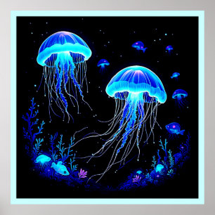 Poster Sonho de medusa bioluminescente