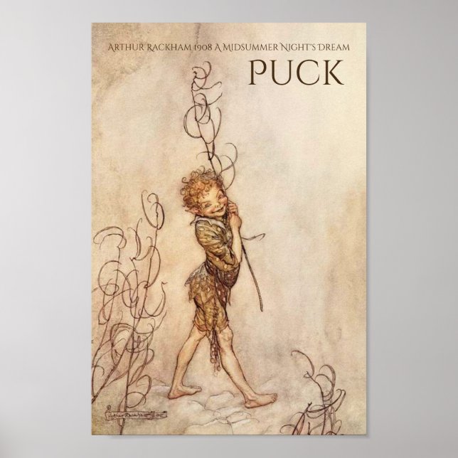 Pôster Sonho de Noite de Verão Puck Arthur Rackham (Frente)