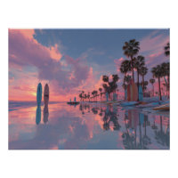 Sonho de Palma do Pôr do Sol Neon Arte