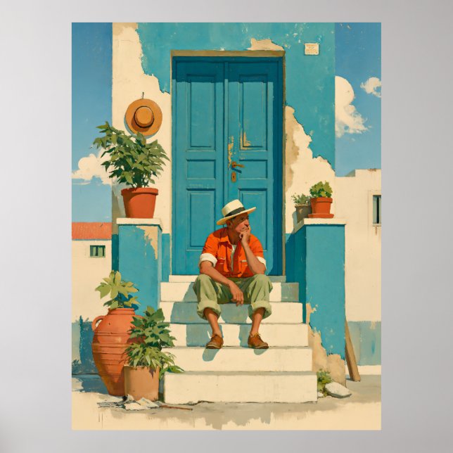 Poster Sonho de Porta Azul Mediterrâneo (Frente)