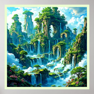 Poster Sonho de Reino de Árvore em Cascata