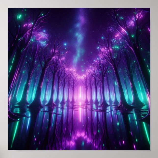 Poster Sonho de Volta às Aulas Aurora Floresta Neon (Frente)