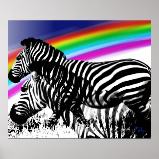 Poster Sonho de Zebra com pele arco-íris (Frente)