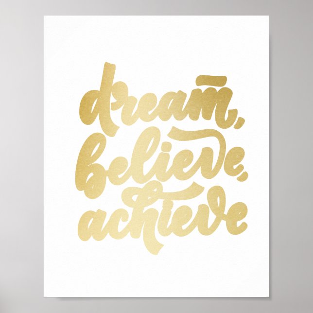 Poster Sonho Dourado moderno acredita alcançar motivação (Frente)
