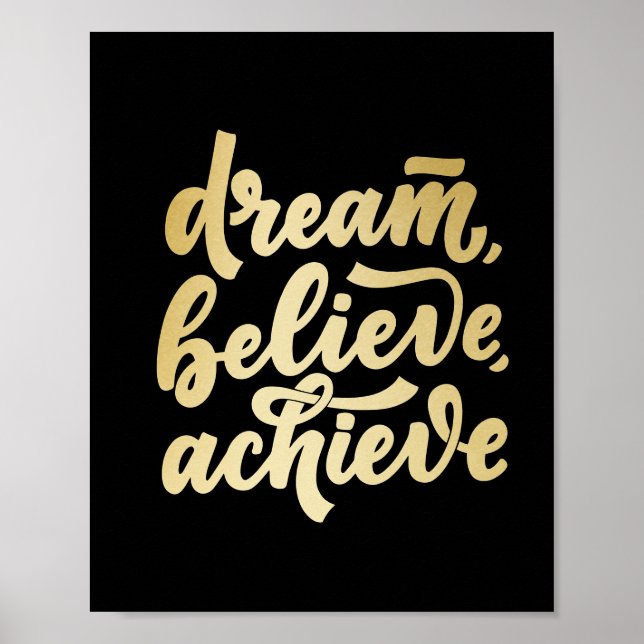 Poster Sonho Dourado Moderno Acredita Conseguir Pl Motiva (Frente)
