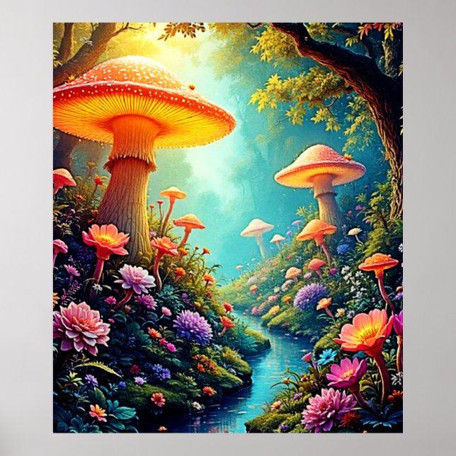 Poster Sonho Encantado de Floresta de Mushroom (Frente)