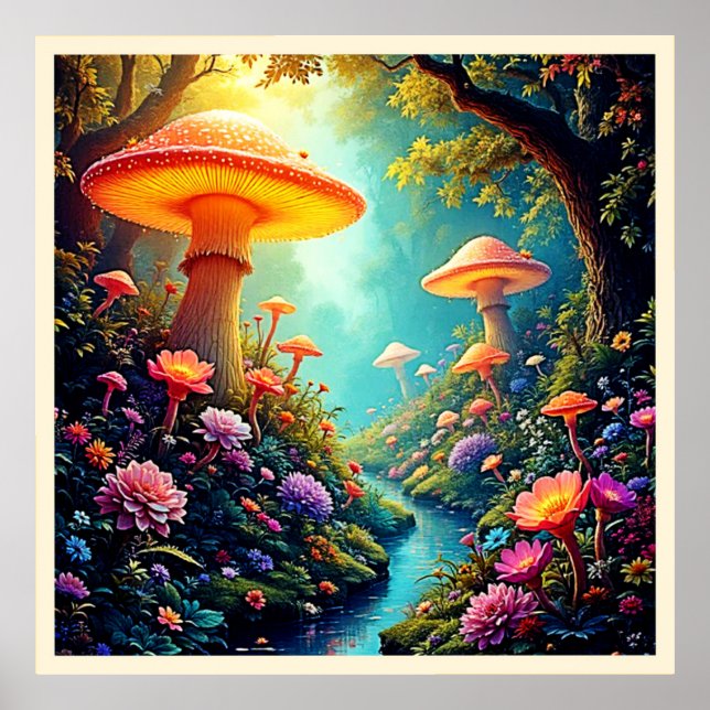 Poster Sonho Encantado de Floresta de Mushroom (Frente)