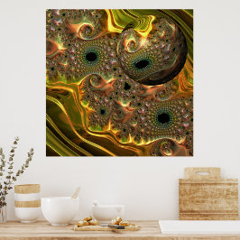 Poster Sonho Fractal Ouro Líquido