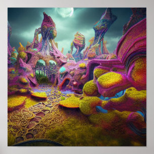 Poster Sonho Lúcio Psicodélico do Jardim da Noite alieníg