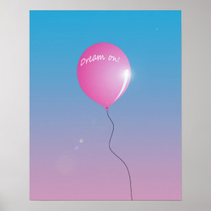 Pôster Sonho no balão Cor-de-Rosa de Cotação em uma inspi